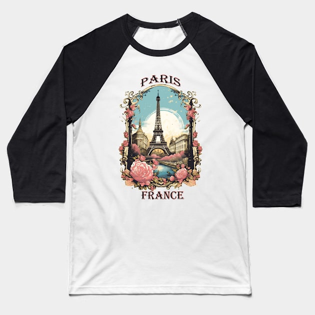 Paris France Baseball T-Shirt by Gypsykiss